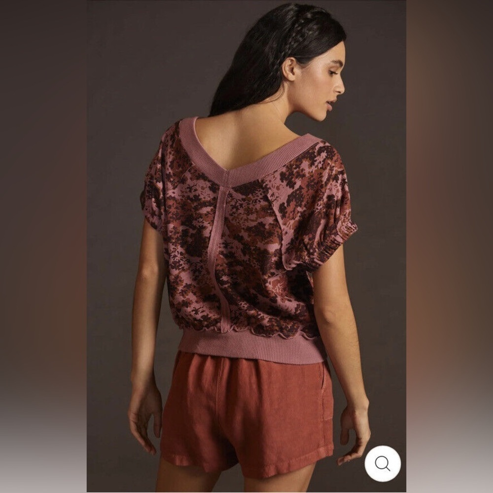 Anthropologie Pilcro Off The Shoulder Short Sleeve  Floral Boho Top Size Small
